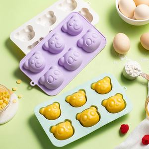 Moule à gâteau en silicone en forme d'ours pour la pâtisserie domestique, bac à glaçons, moule à gâteau en silicone fait main pour la préparation de repas de bébé cuits à la vapeur - Product Image 1