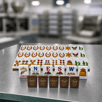 Set Mahjong Koboi Amerika, Tema Barat Cokelat untuk Liburan Natal, Grosir Logo Kustom Klub Hadiah Pesta Rumah Desain Ubin Retro 5