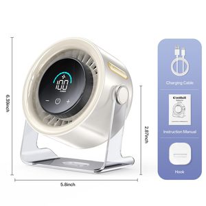 Ventilateur portable rechargeable 20000 tr/min avec lumière LED, ventilateur USB avec batterie Powerbank, ventilateur de table pour le camping en extérieur - Product Image 6
