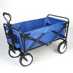 Foldable Picnic Camping Wagon Camping Cart Trail Collapsible Folding Beach Utility Cart Trolley Wagon