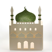   Ensemble de 6 décorations en carton DIY pour enfants, cadeaux Eid Mubarak, en forme de mosquée, avec paillettes