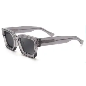 Pronto per la spedizione private label custom vintage large square style occhiali da sole polarizzati in acetato di moda