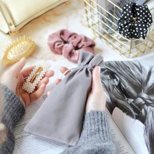 Custom Promotional Small Velvet Packaging Jewelry Pouch Luxury Black Velvet Dust Bag With Gold Foil Logo - Product Image 3