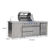 Barbecue extérieur au gaz GPL Kingzan KG-B1 de luxe, haute qualité, en acier inoxydable, écologique, 6 brûleurs, allumage piézo, pliable