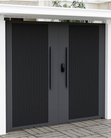 Portail battant en aluminium anti-corrosion pour extérieur, portail d'entrée moderne à lattes verticales pour villa résidentielle extérieure