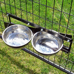 Set of 2 Portable Stainless-Steel <strong>Dog</strong> <strong>Bowls</strong> Rotating Feeding <strong>Bowl</strong> <strong>for</strong> Cage Kennel and <strong>Crate</strong> <strong>for</strong> Hanging Pet Food and <strong>Water</strong> - Product Image 2