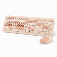 Ensemble clavier et souris sans fil 666/668, 2.4G USB, 110 touches, touches en chocolat, huit couleurs mélangées, pour le bureau et la maison