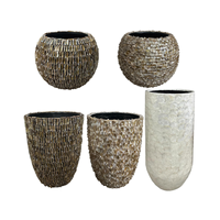 Pot de fleurs en fibre de verre de grande taille de style nordique, jardinière d'extérieur, pots ronds en fibro-ciment pour plantes de jardin