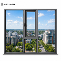 Ventana Abatible de Aluminio Personalizada de Fábrica con Rotura de Puente Térmico, Triple Vidrio Low-E, Eficiente Energéticamente, con Mosquitera para Proyectos Residenciales