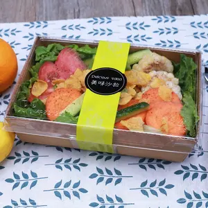 Take away restaurant kraft food pack paper folding lunch boxes for packaging food salad box fried food packing