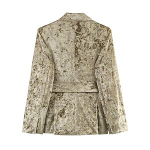 Ensemble <span class=keywords><strong>femme</strong></span> 2025 nouveau costume 2 pièces mode décontractée col à revers ceinture décorative manches longues costume + pantalon rétro <span class=keywords><strong>femme</strong></span> - Product Image 2