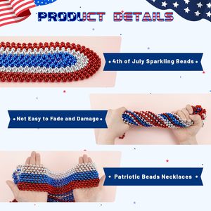 <span class=keywords><strong>Pas</strong></span> <span class=keywords><strong>cher</strong></span> en vrac 4 juillet accessoires 33 pouces métallisé <span class=keywords><strong>rouge</strong></span>/argent/bleu colliers de perles pour la journée patriotique, faveur de fête de carnaval - Product Image 3