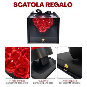 Heart-Shaped <b>Gift</b> <b>Box</b> With 14 Artificial Red Roses Jewelry Drawer 27x27x24.5 Cm Valentine's Day <b>Gift</b> - Product Image 4