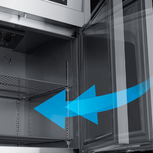 Réfrigérateur commercial adapté, 4 portes, en acier inoxydable, congélateur supérieur, double température, réfrigérateur de cuisine - Product Image 4