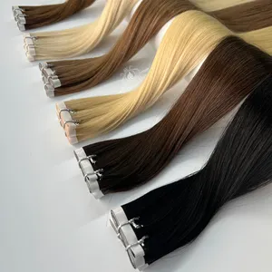 Seamless Injected Tape Skin Weft Human Hair Cabello Humano Natural 100Human Double Drawn Invisible Long Tape Weft Hair Extension