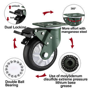 4 "Schwarze Gummi rollen mit festen Lenk rollen aus Mangan stahl - Product Image 3