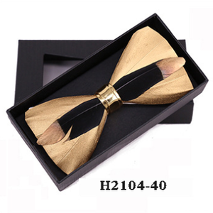 <span class=keywords><strong>Noeud</strong></span> <span class=keywords><strong>papillon</strong></span> en plumes d'<span class=keywords><strong>or</strong></span> pour hommes, bon marché, quantité minimale de commande bas pour mariage - Product Image 2