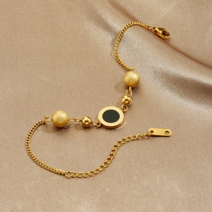 Qian Yue Minimalist Gold Plated Chain Bracelet With Roman Numeral Disc And Beads For Women Jewelry - Product Image 2