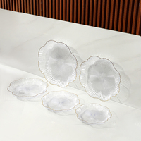 Traditionnel or Patten Transparent Table ronde décor plateaux fête décorer en plastique plateaux de service clair chargeur plaque