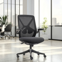 Chaise de bureau de direction de haute qualité, respirante, en tissu moderne, fabriquée en Guangdong, noire, avec dossier haut, support lombaire réglable