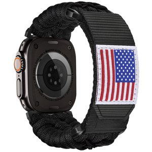 <span class=keywords><strong>Bracelet</strong></span> <span class=keywords><strong>Trail</strong></span> Loop en nylon tressé respirant avec fermoir déployant, motif drapeau américain, pour <span class=keywords><strong>Apple</strong></span> <span class=keywords><strong>Watch</strong></span> 4/5/6/7/8/10 <span class=keywords><strong>Ultra</strong></span> 49mm 40/44 41/45 42/46 - Product Image 4