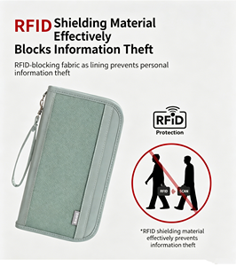 กระเป๋าใส่เอกสารเดินทางกันน้ำพร้อมสายคล้องมือ ป้องกันการโจรกรรมข้อมูล RFID สำหรับผู้หญิงและผู้ชาย - Product Image 6