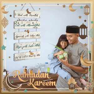 Factory Hot Selling Eid Mubarak/Ramadan Gift Islamic Wooden Wall Decor Arab Hanging Sign, Middle East Style Home <b>Door</b> Decoration - Product Image 3