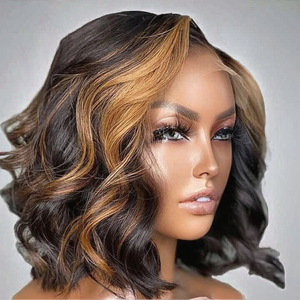 วิกผมยาวแบบมีลูกไม้ด้านหน้าความยาวระดับ HD สำหรับผู้หญิงวิก<span class=keywords><strong>ผมบ๊อบ</strong></span>บ๊อบแบบคลื่นสีดำสำหรับ<span class=keywords><strong>ผู้ใหญ่</strong></span> - Product Image 2