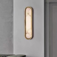 Applique murale en albâtre espagnol, lampe LED intérieure en cuivre, luminaire mural de luxe en marbre pour salon, chambre et couloir