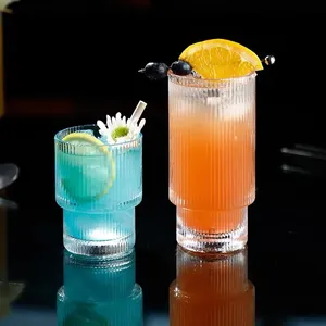 Verres à cocktail Origami à base épaisse, transparents, côtelés, ondulés, pour café et cocktails, 6oz, 11oz, 350ml, 200ml, vente en gros - Product Image 2