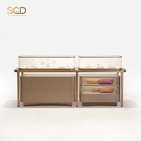 Comptoir de présentation de bijoux de luxe verrouillable, vitrine incurvée en verre, tiroir de rangement LED en acier inoxydable, équipement de magasin