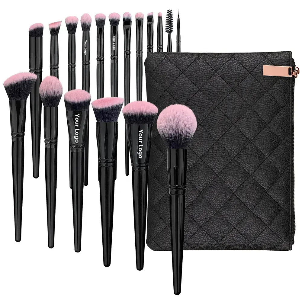 Veganistische Dubbelzijdige Mini Vibrerende Siliconen Set Glitter Geitenhaar Verpakking Borstelreiniger Make-Up Set Met Aangepaste Doos