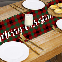 Imprimé lin Plaid Santa Table drapeau manger tapis noël Table napperons pour la décoration de noël 2025