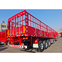 Semi Trailer Pagar Baja 3/4 As Roda 60 Ton 20/40/45FT untuk Transportasi Kargo Curah