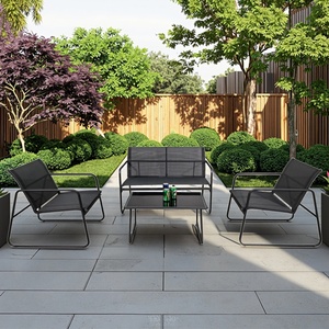 Moderno de alta calidad de Metal 4PCS Muebles de jardín al aire libre Hotel Patio Bistro Patio Sofás Patio Mesa y silla Sofá Set - Product Image 1