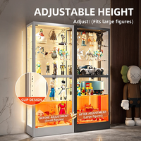 Vitrine en verre de grande capacité avec éclairage LED, étagère réglable, vitrine anti-poussière pour objets de collection