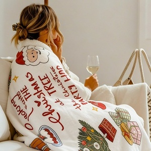 Manta de Franela de Lana de Leche Navideña, de Doble Cara, con Estampado de Terciopelo, Personalizable, para la Oficina, para <span class=keywords><strong>Siesta</strong></span>, para Regalo, para Sofá - Product Image 4