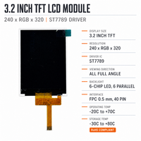 Module d'affichage LCD TFT IPS 3,2 pouces 240x320 SPI pour panneau HMI industriel, large plage de températures, RoHS, OEM, ODM, vente en gros, direct usine