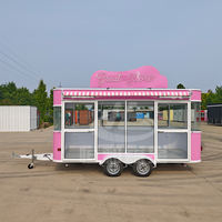 Food Truck Électrique Rose de Luxe avec Cabine Intégrée |   Présentoir mobile sur pied pour la vente au détail et bars à desserts avec plateforme frontale