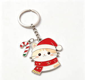 Porte-clés en métal de Noël, dessin animé, émail souple, alliage de zinc, logo personnalisé, cadeau souvenir - Product Image 4
