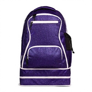 Sac à dos en polyester multicolores avec paillettes violettes, broderie LOGO, bordure blanche, nom personnalisé, sacs pour enfants, équipe de cheerleaders, danse - Product Image 1