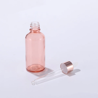 Flacon compte-gouttes rond en verre rose pour sérum, 2 oz, 30 ml, 100 ml, flacon compte-gouttes en verre rose doré pour les yeux, flacon compte-gouttes rose pour cosmétiques