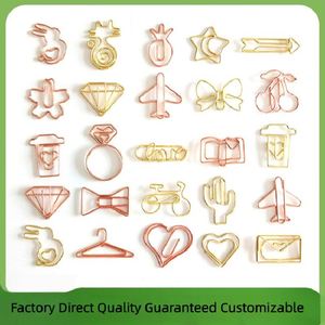 23 Clips de Papier Créatifs en Métal Doré en Forme Spéciale (Animaux/Fleurs) pour Étudiants – Offre Spéciale Papeterie de Bureau - Product Image 2
