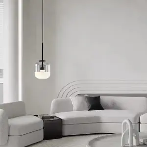 Modern açık ve süt beyaz cam sarkıt aydınlatma armatürü ev dekor yemek odası oturma odası LED kolye lamba