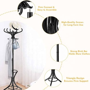 <span class=keywords><strong>Perchero</strong></span> de pie de madera, soporte para paraguas, colgador de abrigos, ropa, sombreros, bolsas para sala de estar, dormitorio, Oficina - Product Image 6