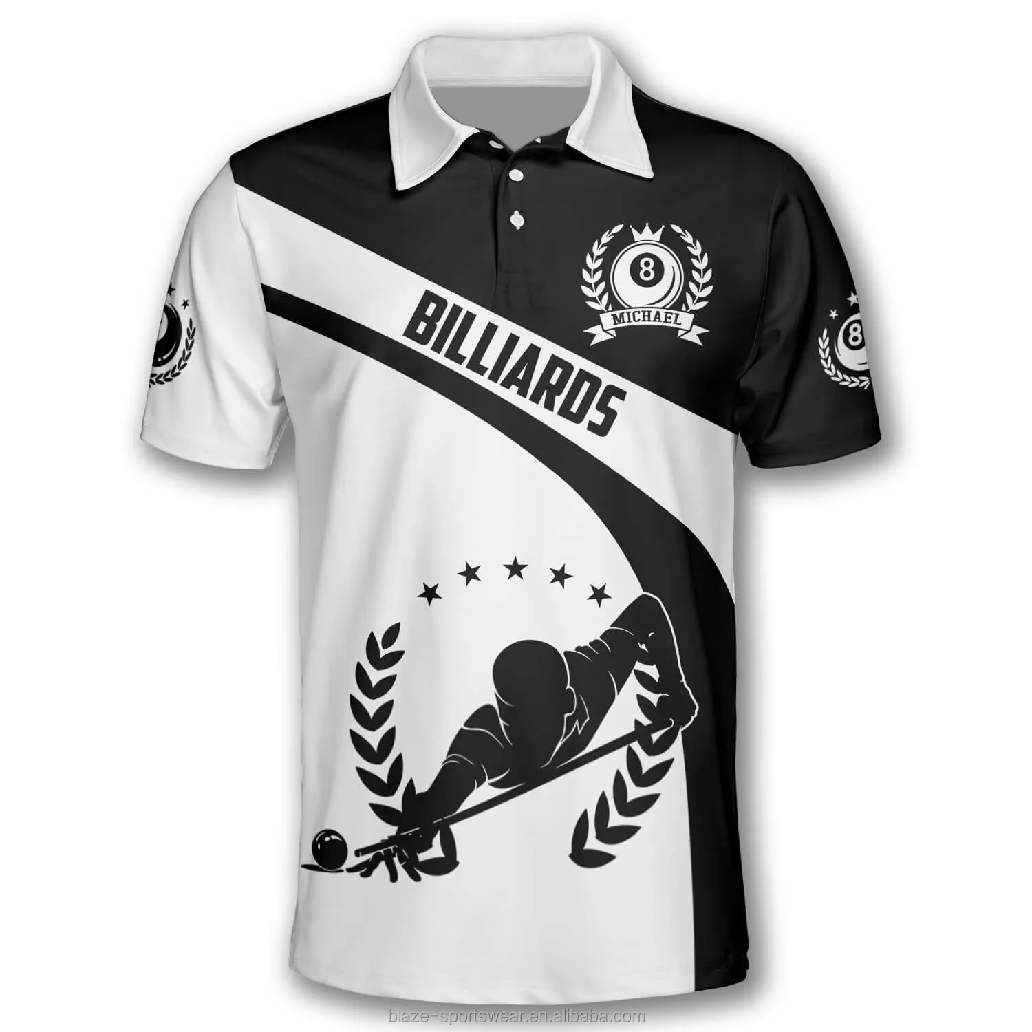 High Quality Custom Design Quick Dry Polyester Men Pool Team Jerseys Professional Billiard Shirts With Pocket