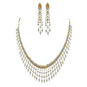 Ensemble collier et boucles d'oreilles en cristal plaqué or radiant, motif étoile, bijoux de mariage classiques pour femmes - Product Image 2