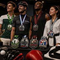 Médailles de sport personnalisées en alliage de zinc 3D, golf, cyclisme, boxe, taekwondo, avec ruban imprimé pour les tournois, les écoles, les clubs