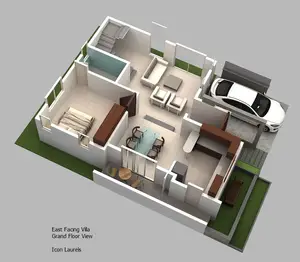 Desenhos de layout para duas pisos casa com design moderno e garagem