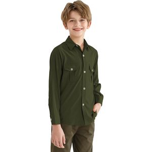 Chemise habillée à manches longues pour garçons Qbk, en coton Oxford, avec poches poitrine, infroissable, uniforme - Product Image 2